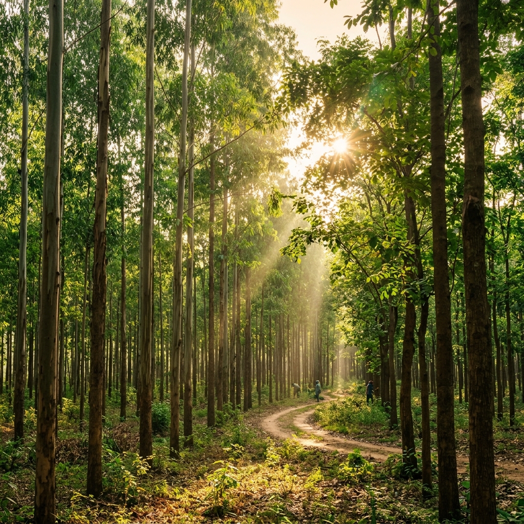Sustainable Eucalyptus and Subabul Forestry plantation representing the Biogenic Carbon Cycle